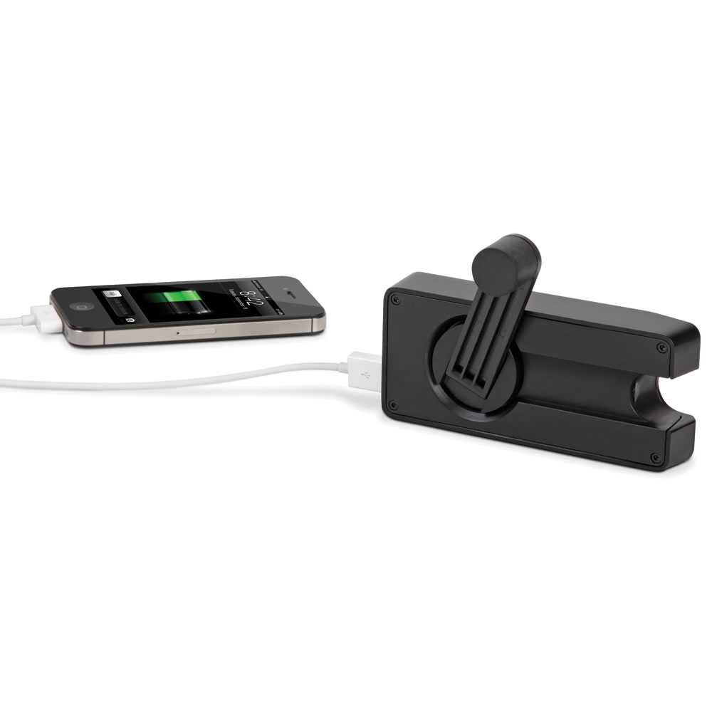 The Hand Crank Emergency Cell Phone Charger.