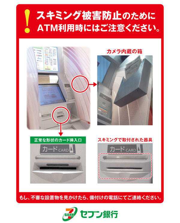 【注意！】無人ATMで巧妙な手口のスキミング被害が多発！！画像のような器具があったらご注意を！