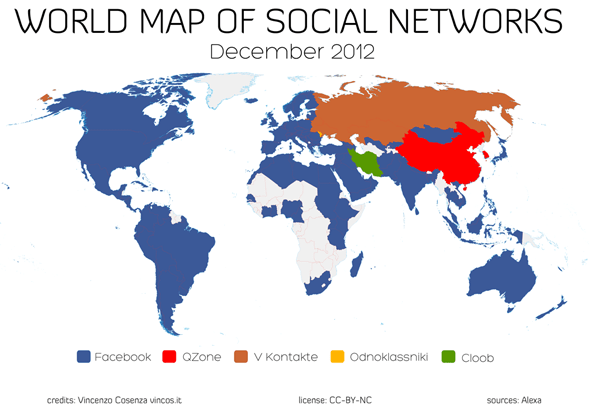 【2012年】世界で一番流行ったSNSはどれ？「世界のSNS勢力図」