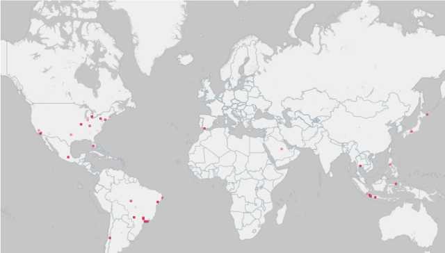 世界のツイート状況がリアルタイムに地図上に表示されるサービス「The one million tweet map」