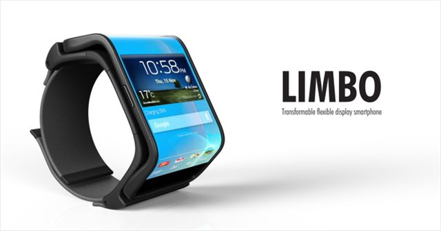 グニャっと曲げて腕時計のように装着できるスマホ「LIMBO」のコンセプト画像