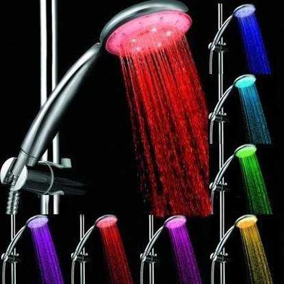 水圧で発電して虹色の水を出すシャワーノズル