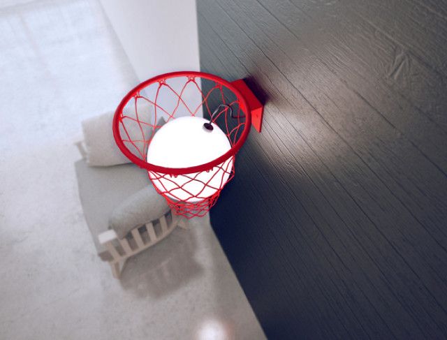 バスケットゴールとボールを模したウォールランプ「Light Ball」