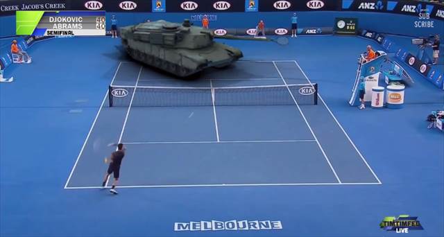 サーブは砲撃！？戦車とジョコビッチがテニスで対戦するありえない動画が凄いｗｗｗ