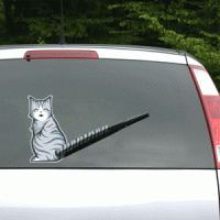 ワイパーを猫の尻尾ぽく見せる車用デカール「Moving Tail Kitty Car Decal」