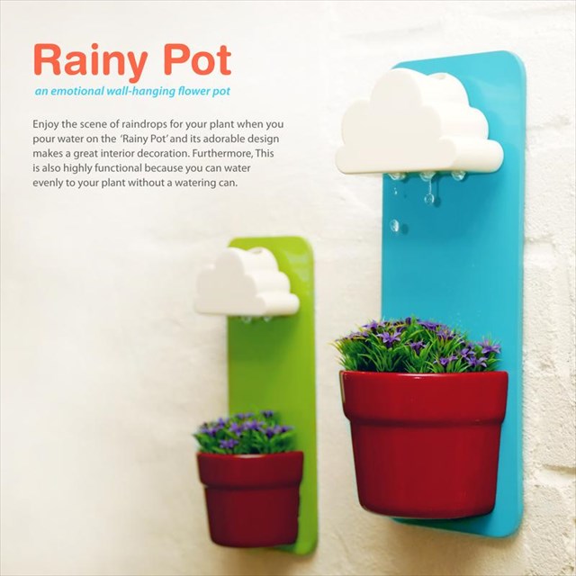 これは可愛い！雨雲から落ちる雨水を再現した花ポット「Rainy Pot」