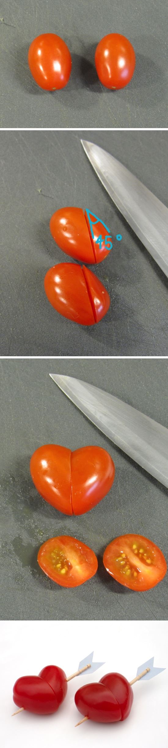 【キャラ弁の小技】「矢で射抜かれたハート型のトマト」を簡単に作る方法